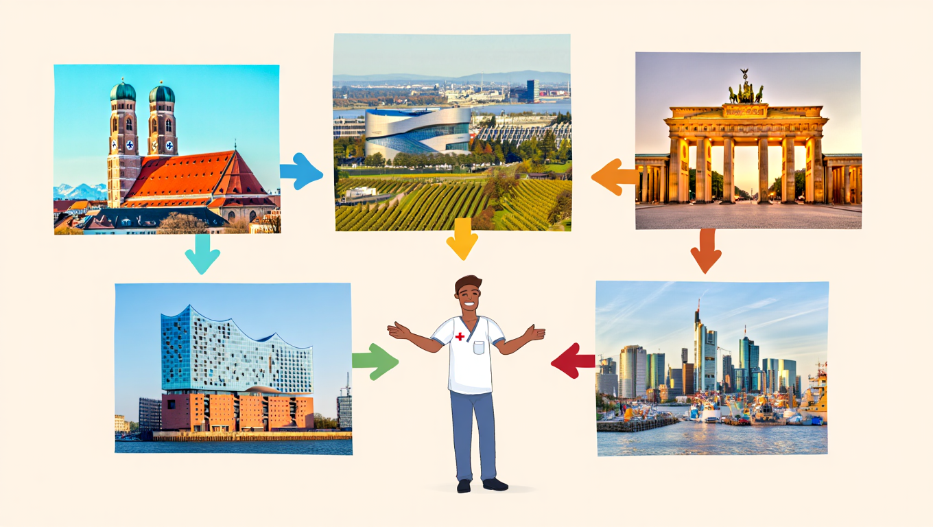 As 5 melhores cidades alemãs para enfermeiros portugueses viverem em 2026: salários, custo de vida e qualidade de vida.