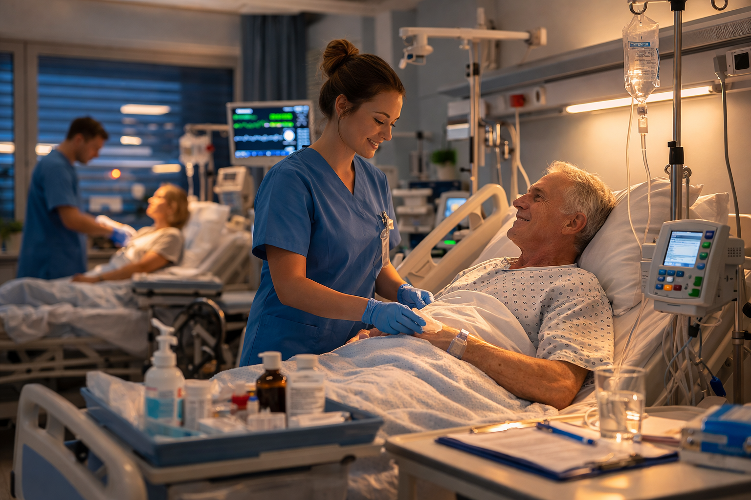 Turno da tarde de um enfermeiro em ortopedia e traumatologia na Alemanha: rotina, tarefas e desafios em 2026